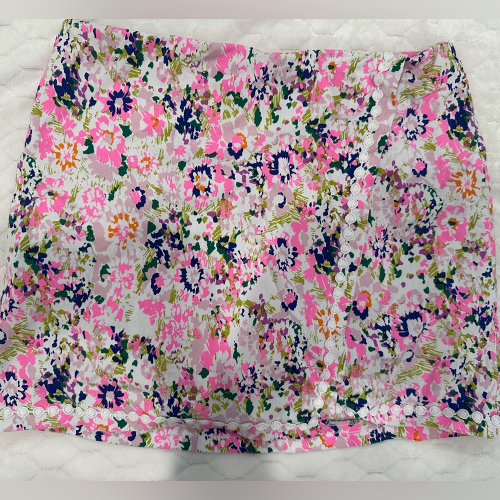 crown & ivy Floral Pink White Short Skort Sz 14